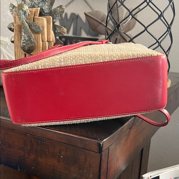 Coach Red and Tan Woven Tote Bag - Picture 6 of 16